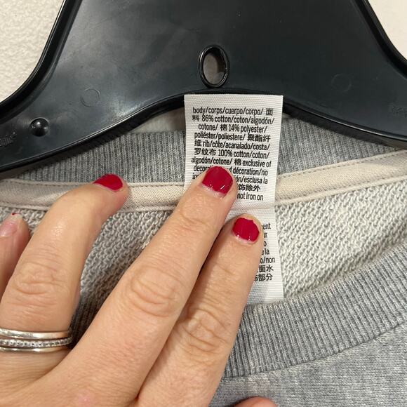 PINK Victoria’s Secret Gray Cropped Sweatshirt Small Drawstring Hem Logo - Picture 4 of 8